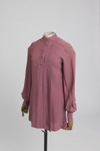 Load image into Gallery viewer, Vintage 1970s original Ossie Clark purple moss crepe asymetric blouse UK 10 S