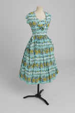 Load image into Gallery viewer, Vintage 1950s original floppy rayon floral print dress and bolero UK 6 8 XS
