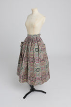 Load image into Gallery viewer, Vintage 1950s original St Michael paisley print cotton skirt with huge patch pockets UK 8 10 S