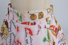 Load image into Gallery viewer, Vintage 1970s 1973 original novelty Caribbean print cotton circle skirt by Miss Mouse UK 6 8 XS S
