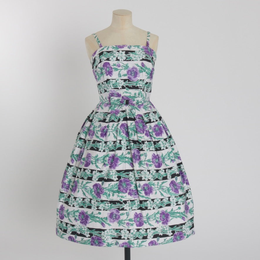 Vintage 1950s original floral print cotton dress by Melbray UK 6 US 2   Advantage In Vintage