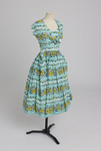 Load image into Gallery viewer, Vintage 1950s original floppy rayon floral print dress and bolero UK 6 8 XS