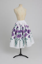 Load image into Gallery viewer, Vintage 1950s original floral print waffle weave cotton skirt UK 8 S