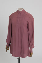 Load image into Gallery viewer, Vintage 1970s original Ossie Clark purple moss crepe asymetric blouse UK 10 S