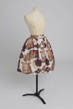 Load image into Gallery viewer, Vintage 1950s original novelty coffee print cotton skirt by Sportaville UK 8 S