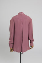 Load image into Gallery viewer, Vintage 1970s original Ossie Clark purple moss crepe asymetric blouse UK 10 S