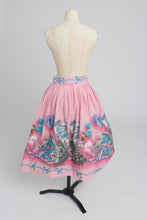Load image into Gallery viewer, Vintage 1950s original novelty border print pink cotton skirt UK 10 S