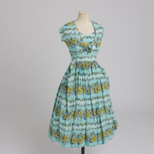 Load image into Gallery viewer, Vintage 1950s original floppy rayon floral print dress and bolero UK 6 8 XS
