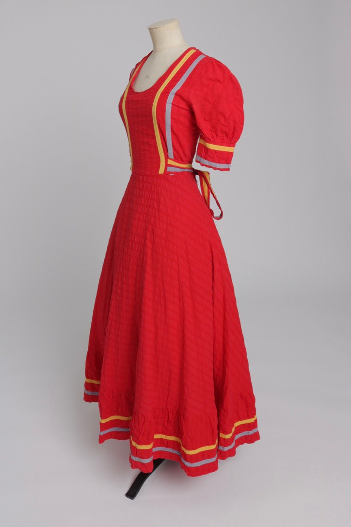 strapless open back dress Vintage 1970s original Miss Mouse Rae Spencer-Cullen red cotton dress UK 6  US 2 XS