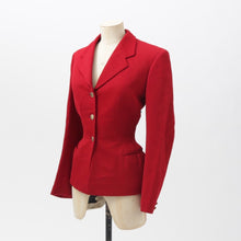 Load image into Gallery viewer, Vintage 1950s original striking hourglass fitted red suit jacket by G Simon Paris Marcel Traonouez uK 8 10 US 4 6 S
