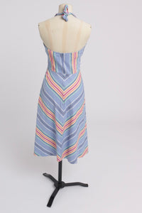 Vintage 1970s original Plain Jane cotton chevron cutout dress UK 8 10 US 4 6 S