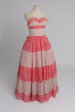 Load image into Gallery viewer, Vintage 1950s original pink ruffle frou frou prom cocktail dress UK 6 XS
