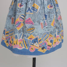 Load image into Gallery viewer, Vintage 1950s original novelty travel label print cotton skirt UK 8 S
