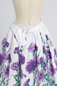 Vintage 1950s original floral print waffle weave cotton skirt UK 8 S