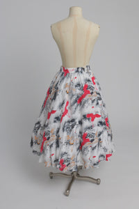 Vintage 1970s does 1950s Stirling Cooper novelty crane bird print skirt UK 6 8 US 2 4 XS S