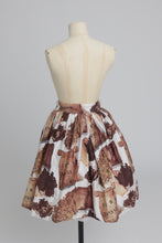 Load image into Gallery viewer, Vintage 1950s original novelty coffee print cotton skirt by Sportaville UK 8 S
