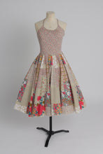 Load image into Gallery viewer, Vintage 1970s does 1950s German novelty patchwork cotton dress UK 8 10 S
