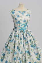 Load image into Gallery viewer, vintage 1950s original floral print cotton dress by Hyvogue UK 6 8 US 2 4 XS S
