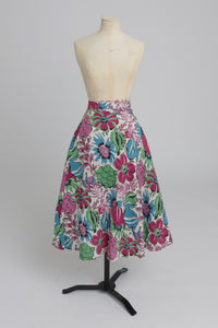 Vintage 1940s original CC41 novelty print skirt in moygashel UK 8 S