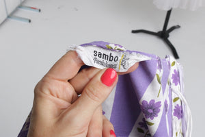 Vintage 1950s original Sambo fashions floral print purple cotton dress UK 6 8 XS S