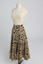 Load image into Gallery viewer, Vintage 1970s original navy blue cotton banana leaf print Biba skirt UK 6 US 2 XS
