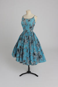 Vintage 1950s original Polly Peck floral print dress and matching shawl UK 8 S