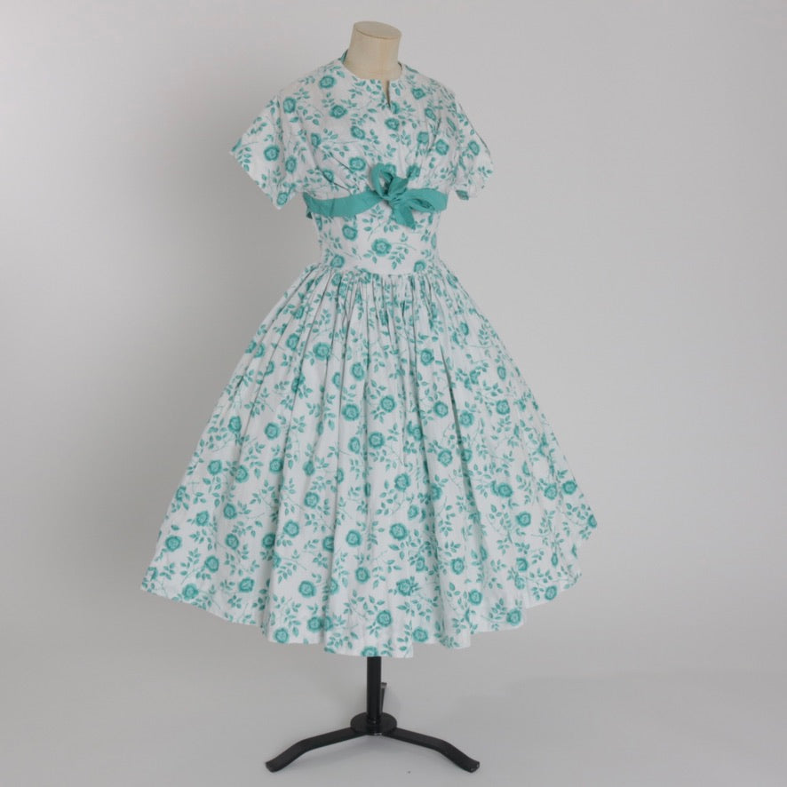 Vintage 1950s original floral print cotton dress and bolero by Horrockses Fashions UK 6 8 US 2 4 XS S