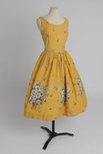 Load image into Gallery viewer, Vintage 1950s original sunshine yellow floral print Horrockses cotton dress UK 12 M
