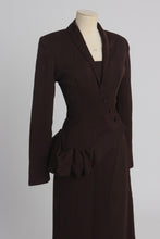 Load image into Gallery viewer, Vintage 1950s original asymmetric brown wool suit UK 8 S
