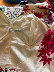 Vintage 1950s original Japanese leaf print cotton dress UK 6 XS