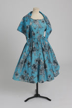 Load image into Gallery viewer, Vintage 1950s original Polly Peck floral print dress and matching shawl UK 8 S
