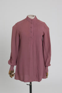 Vintage 1970s original Ossie Clark purple moss crepe asymetric blouse UK 10 S