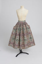 Load image into Gallery viewer, Vintage 1950s original St Michael paisley print cotton skirt with huge patch pockets UK 8 10 S
