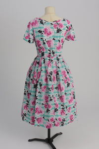 Vintage 1950s original floral print dress by Ursula applet UK 8 US 4 S