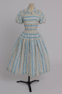 Vintage 1940s original Horrockses Fashions 1948 Alastair Morton novelty print cotton dress UK 10 12 US 6 8 S