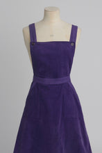 Load image into Gallery viewer, Vintage 1970s original Laura Ashley purple corduroy pinafore dress UK 6 XS
