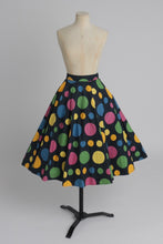 Load image into Gallery viewer, Vintage 1950s original cotton bright polka dot skirt by Roleeta UK 8 S
