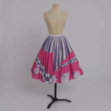Load image into Gallery viewer, Vintage 1980s does 1950s novelty floral print circle skirt UK 8 10 US 4 6 S
