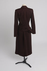 Vintage 1950s original asymmetric brown wool suit UK 8 S