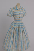 Load image into Gallery viewer, Vintage 1940s original Horrockses Fashions 1948 Alastair Morton novelty print cotton dress UK 10 12 US 6 8 S
