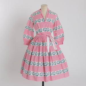 Vintage 1950s original novelty print Horrockses fashions rose housecoat UK 6 8 US 2 4 XS S