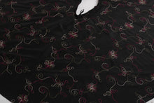 Load image into Gallery viewer, Vintage 1950s original black embroidered green pink and white tafeta skirt UK 8 10 S
