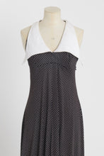 Load image into Gallery viewer, Vintage 1970s original polka dot maxi dress with statement collar by Pantel UK 8 US 4 XS S

