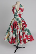 Load image into Gallery viewer, Vintage 1950s original Japanese leaf print cotton dress UK 6 XS
