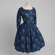 Load image into Gallery viewer, Vintage 1950s original floral fruit print cotton voile dress American UK 6 8 US 2 4 XS S
