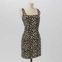 Load image into Gallery viewer, Vintage 1980s 1990s original fluffy furry leopard print shift dress UK 8 10 US 4 6 S
