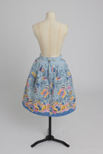 Load image into Gallery viewer, Vintage 1950s original novelty travel label print cotton skirt UK 8 S
