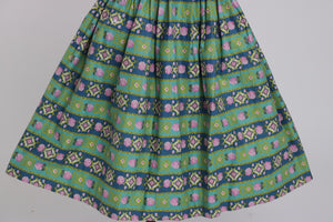 Vintage 1950s original Sportaville floral print cotton pleated skirt UK 6 XS