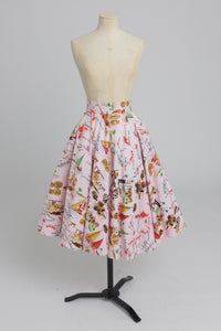 Vintage 1970s 1973 original novelty Caribbean print cotton circle skirt by Miss Mouse UK 6 8 XS S