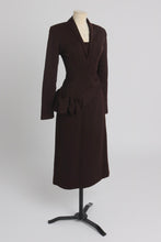 Load image into Gallery viewer, Vintage 1950s original asymmetric brown wool suit UK 8 S
